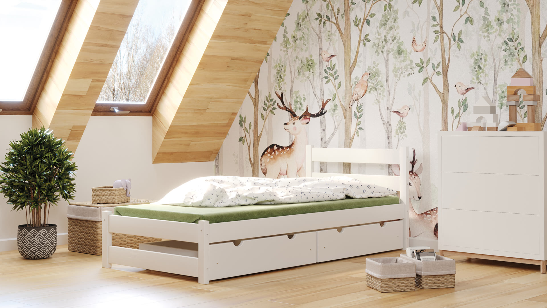 Białe łóżko dziecięce